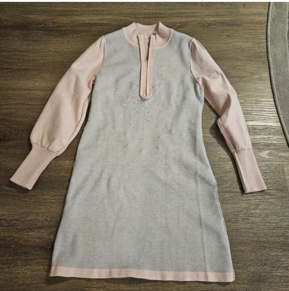 Boston Proper Pink Sweater Mini Dress With Snowflake Detail sz S - Picture 13 of 14